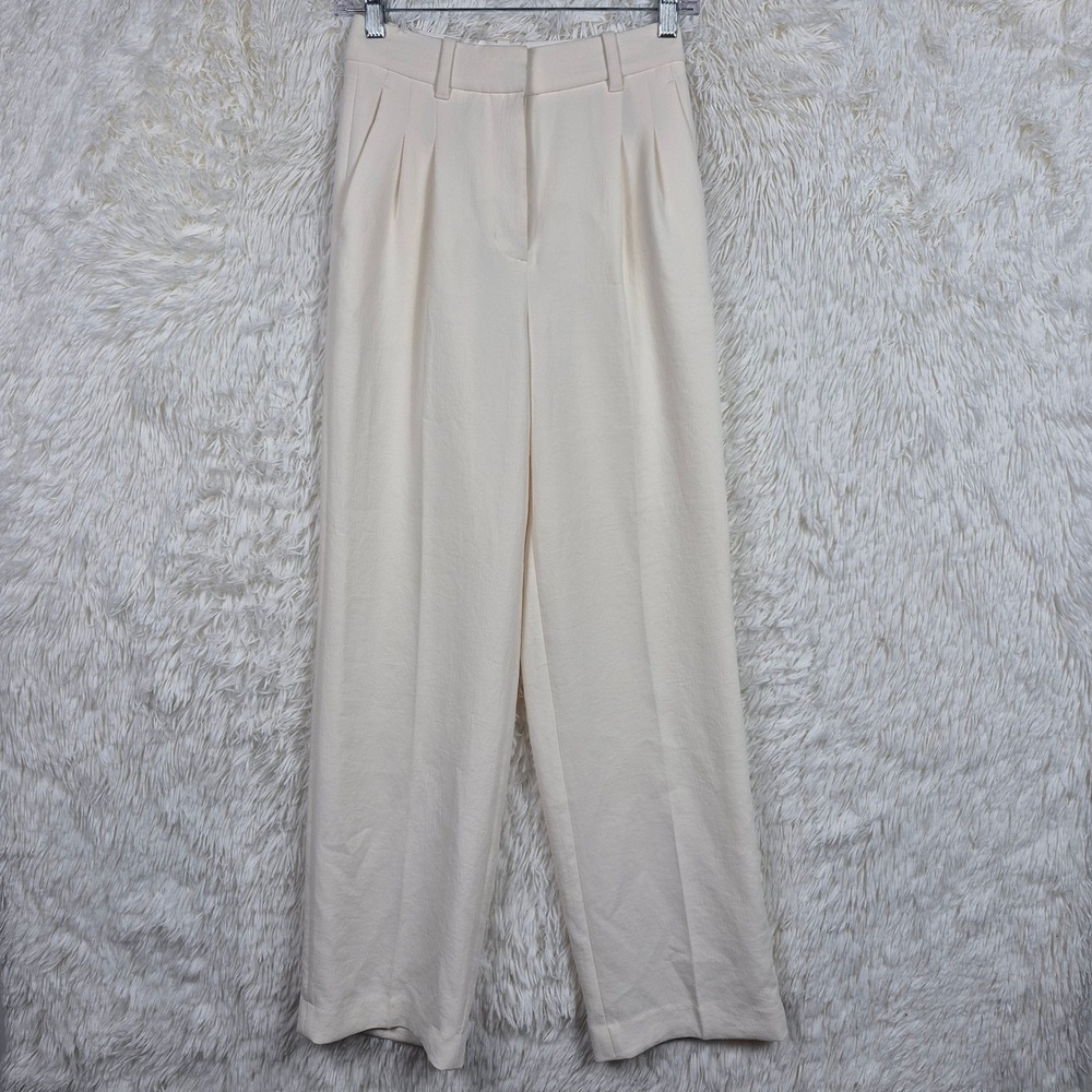 Aritzia Wilfred The Effortless Pant Cream White Pleated Wide Leg Trousers 00
